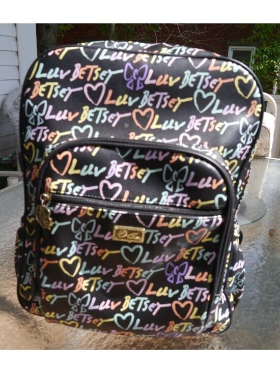 Backpack Luv Betsey Johnson Hearts Bows Black Pink Lg Bag 6 Pockets Polyurethane main image 7